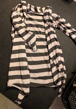 Gray and Black Striped Long Cardigan Size Small